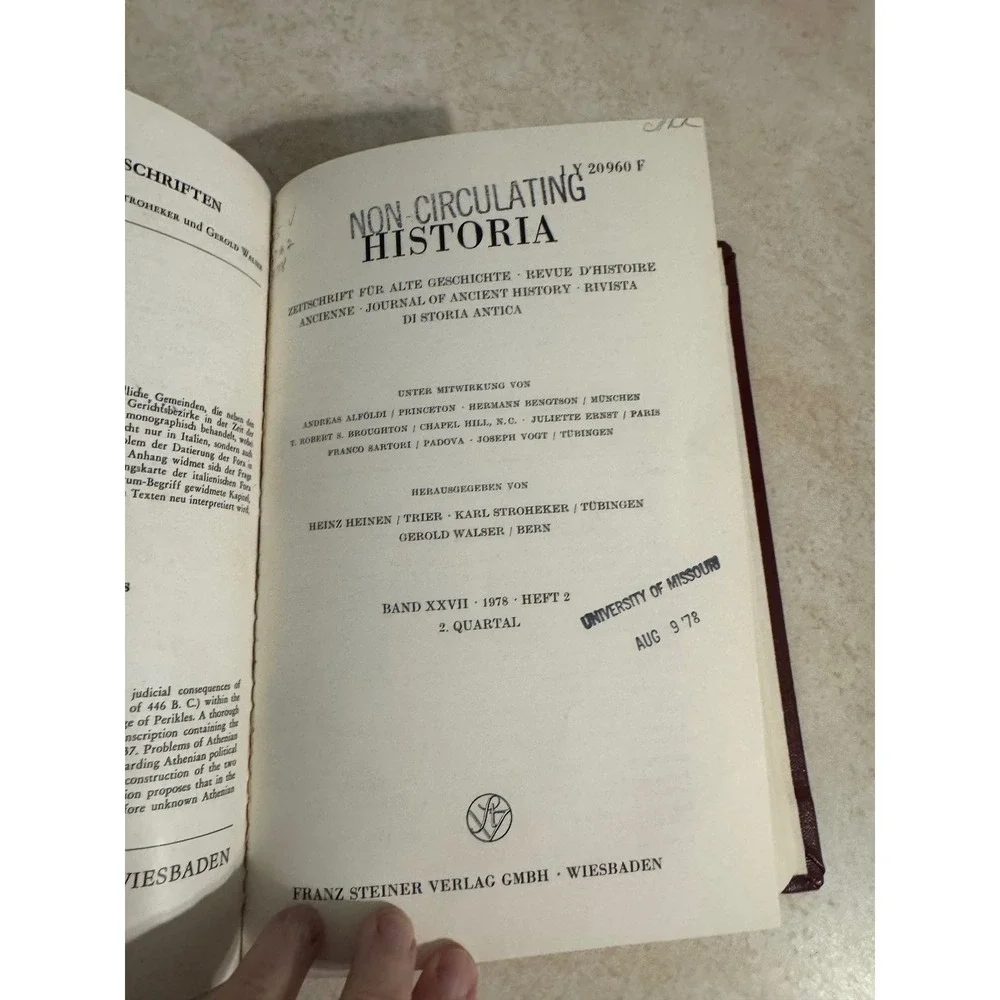 Historia Zeitschrift fur Alte Geschichte Band XXVII 1978 Ancient History Journal